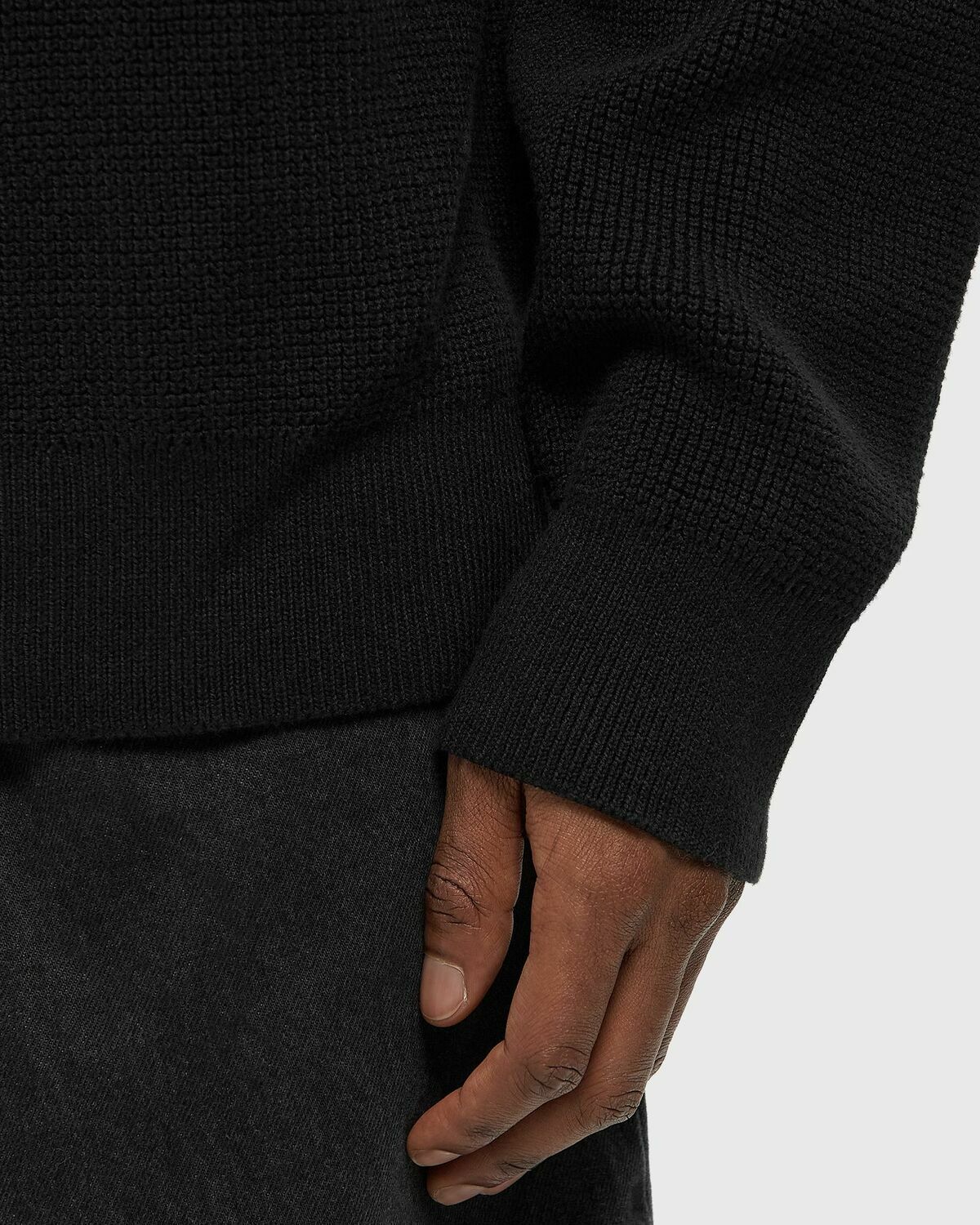 Calvin Klein Jeans LS EZ COTTON WAFFLE QUARTER ZIP Black Mens Half-Zip