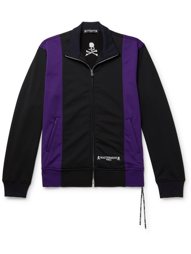Photo: MASTERMIND WORLD - Logo-Embroidered Colour-Block Jersey Track Jacket - Black
