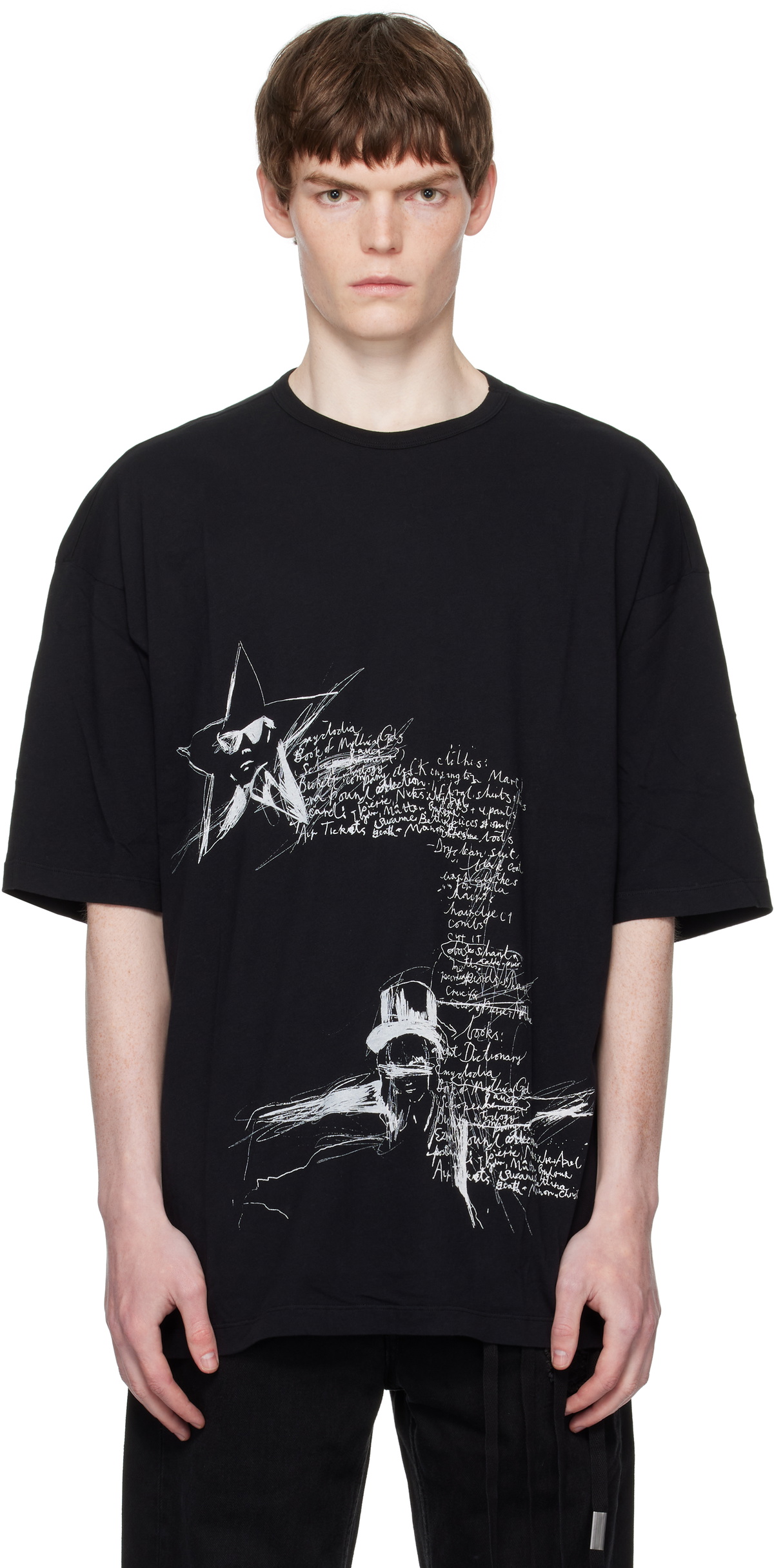 Ann Demeulemeester Black Dieter October's Portrait High-Comfort T