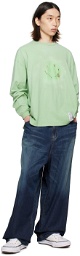 Miharayasuhiro Green Smily Face Long Sleeve T-Shirt