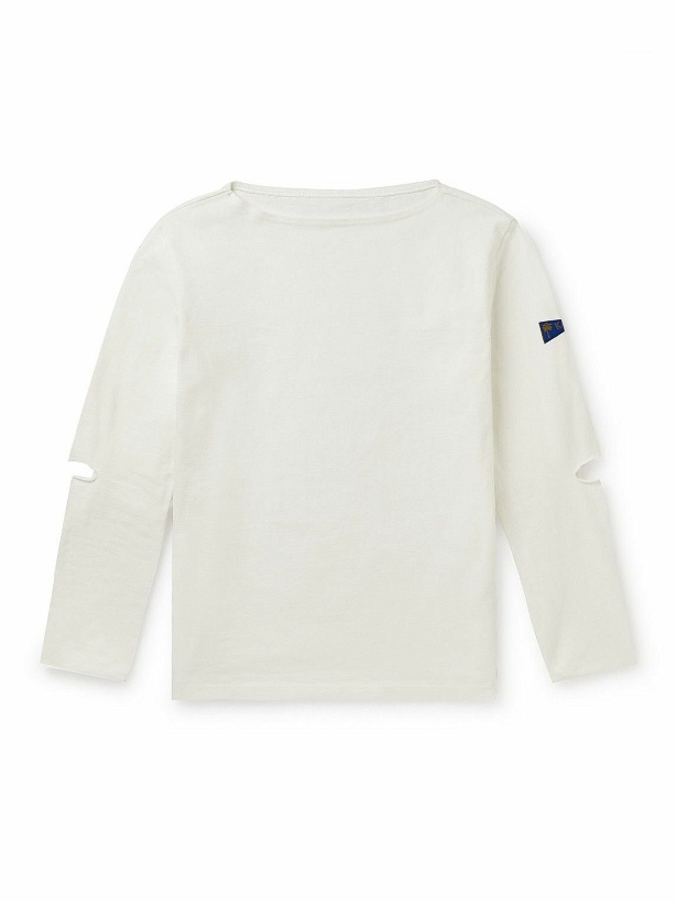Photo: KAPITAL - Logo-Appliquéd Cut-Out Printed Cotton-Jersey T-Shirt - White