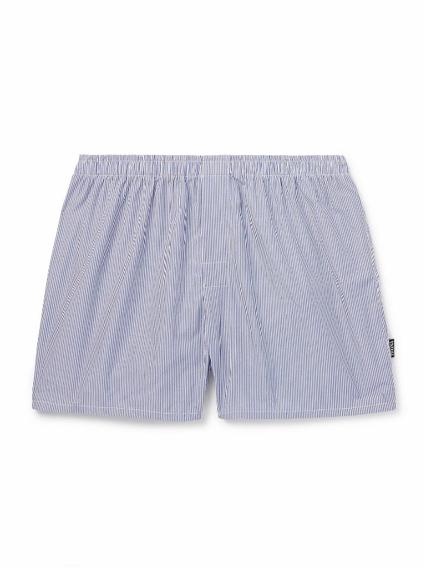 Photo: Zegna - Striped Cotton-Poplin Boxer Shorts - Blue