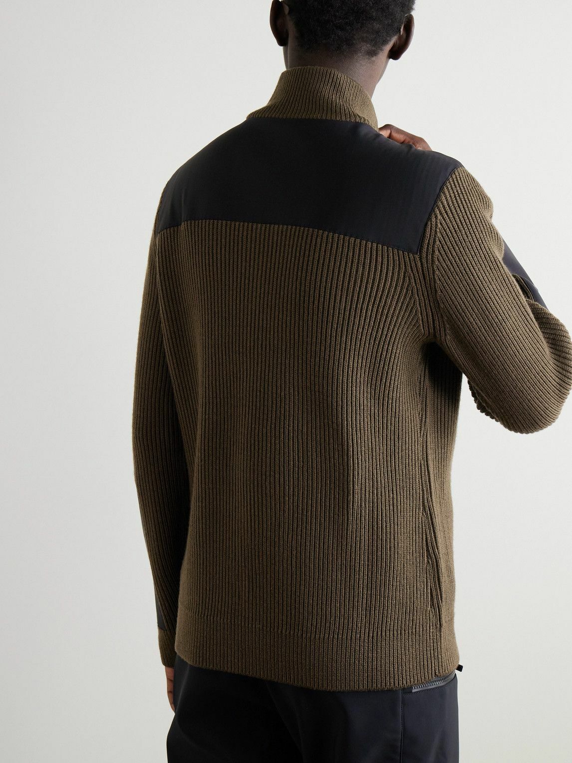 Fusalp - Theodore Jersey-Trimmed Ribbed Wool Half-Zip Sweater - Brown