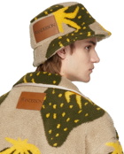 JW Anderson Beige & Green Sherpa Asymmetric Bucket Hat