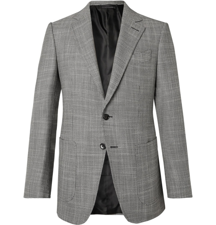 Photo: TOM FORD - O'Connor Slim-Fit Houndstooth Wool, Mohair and Silk-Blend Blazer - Gray