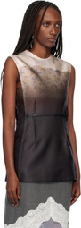 Jil Sander Brown & Pink Burnt Bouquet Printed Sleeveless Top