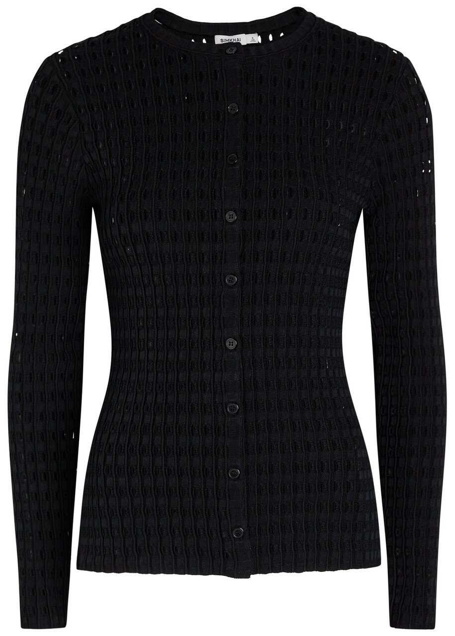 Simkhai Mabel Textured Cut-out Knit top Black