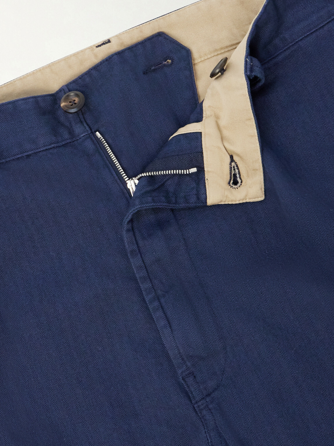 Drake's - Games Straight-Leg Herringbone Cotton Suit Trousers - Blue
