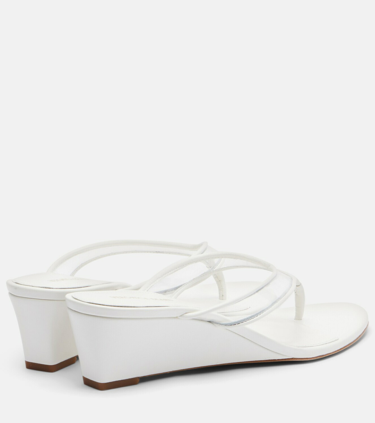 Veronica Beard Clea leather-trimmed wedge thong sandals