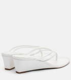 Veronica Beard Clea leather-trimmed wedge thong sandals