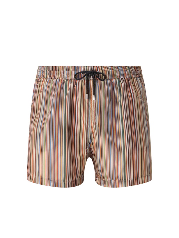 Photo: Paul Smith - Short-Length Striped Swim Shorts - Red