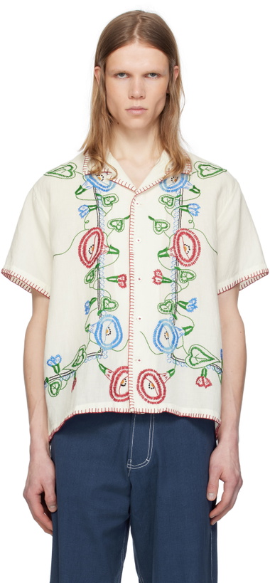 Photo: HARAGO White Embroidered Linen Shirt