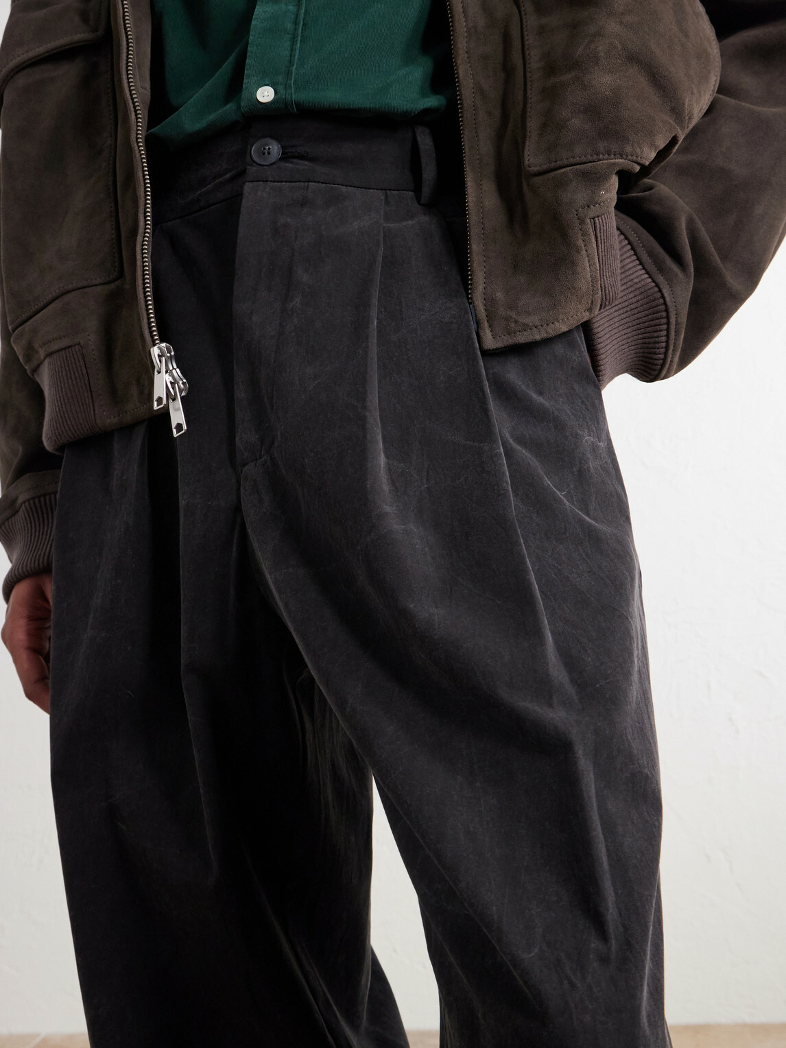 AGOLDE - Slater Straight-Leg Cotton-Moleskin Trousers - Black