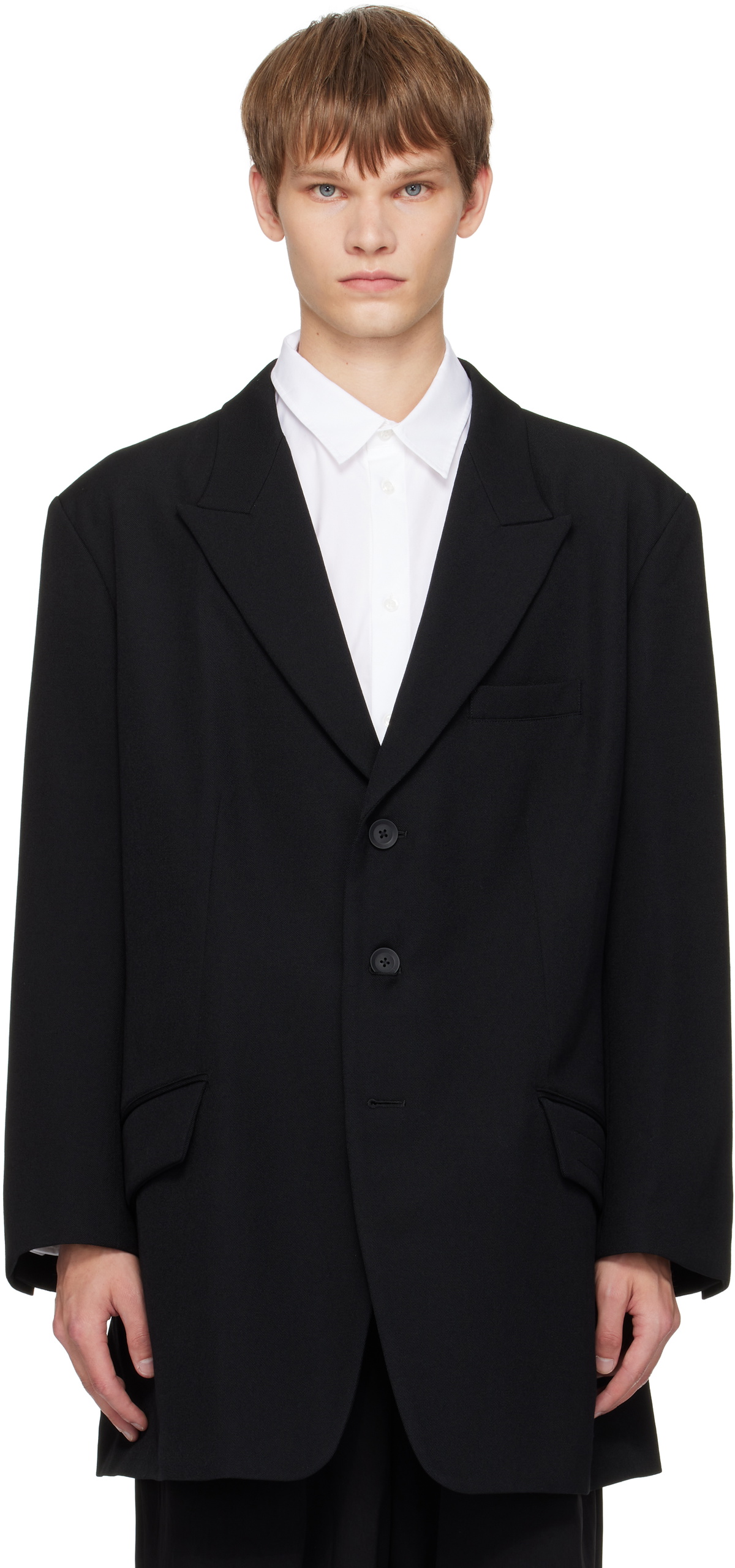 YOHJI YAMAMOTO Black 3 Button Peak Blazer