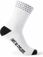Café du Cycliste - Polka-Dot Stretch-Knit Cycling Socks - White