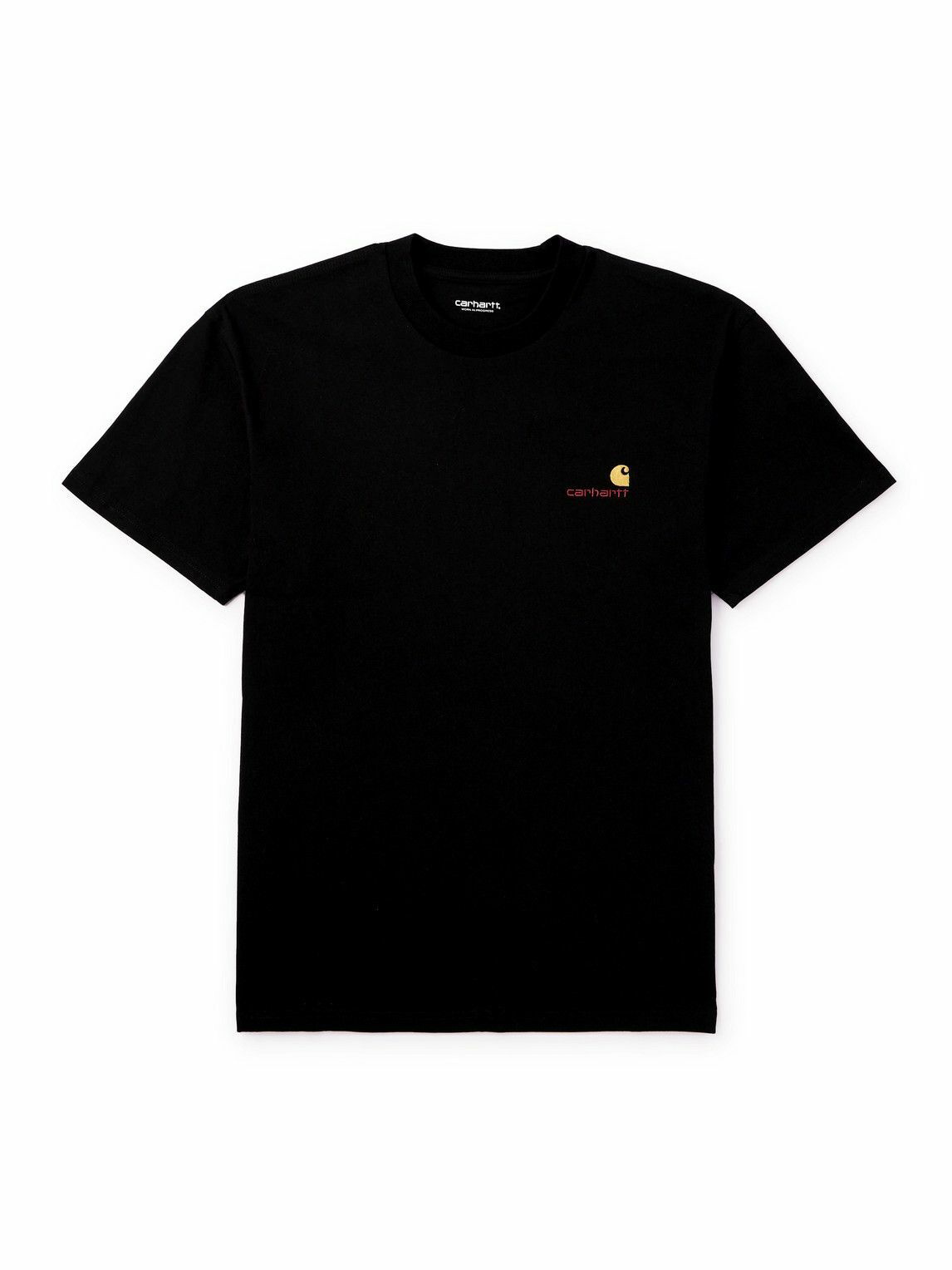 Photo: Carhartt WIP - American Script Logo-Embroidered Organic Cotton-Jersey T-Shirt - Black