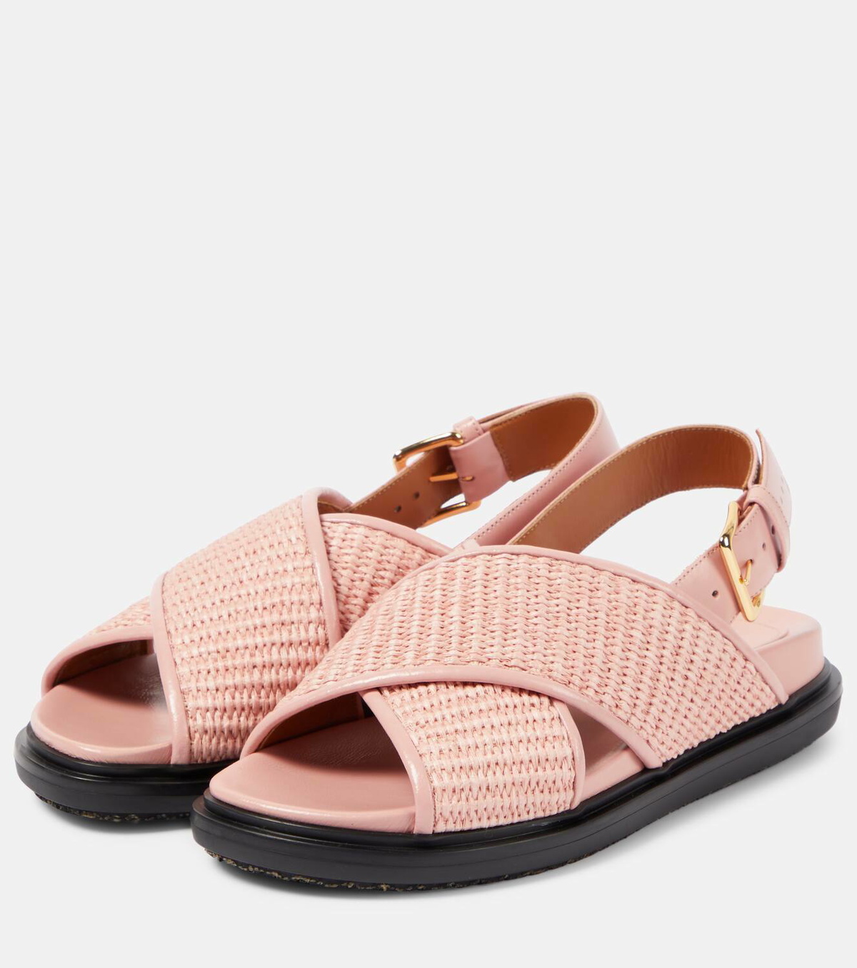 【MARNI】Raphia Sandals/追跡可能/全国送料無料 Fussbet raffia-effect sandals in pink - Marni | Mytheresa