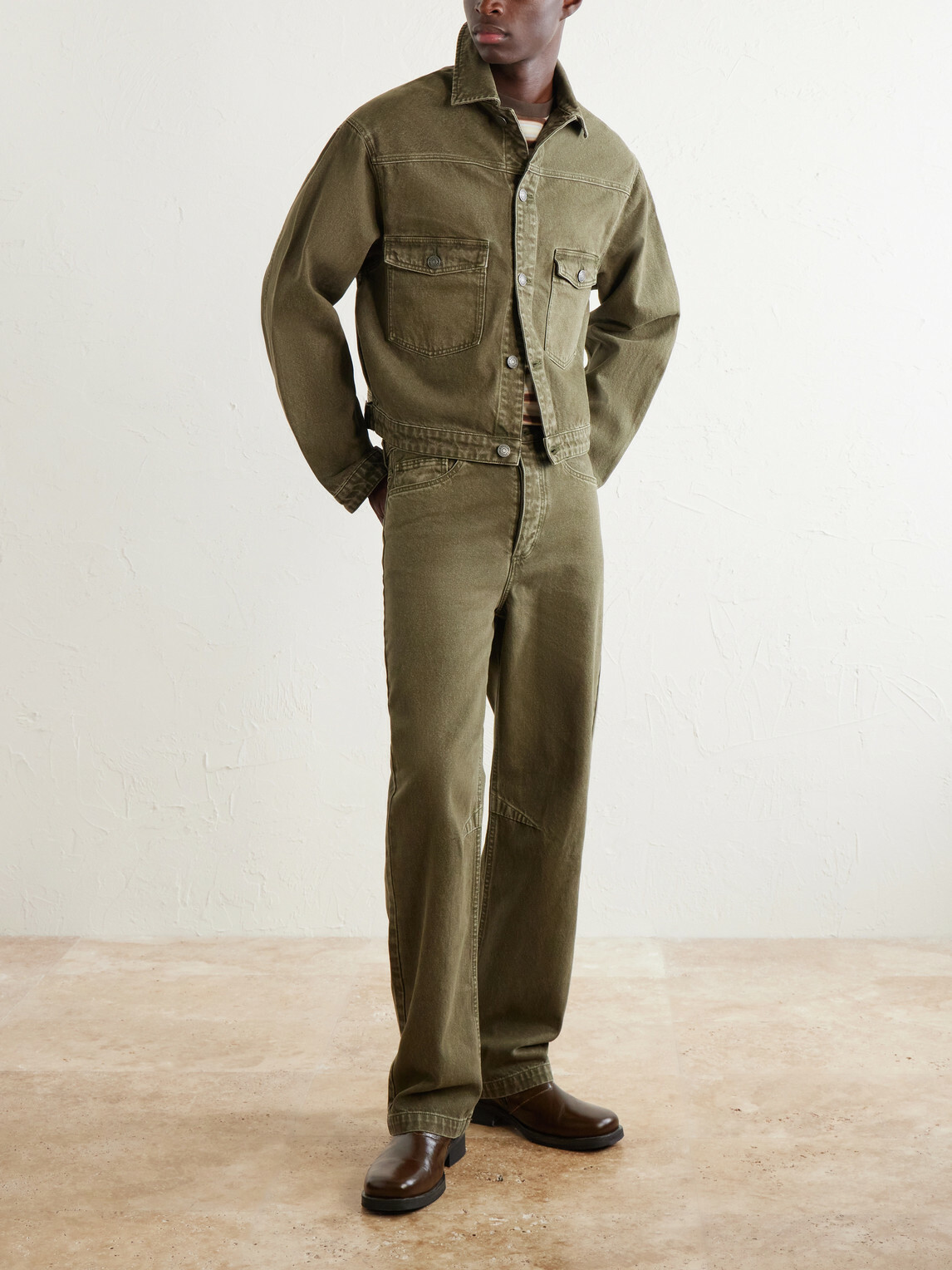 MANAAKI - Pita Garment-Dyed Organic Denim Jacket - Green