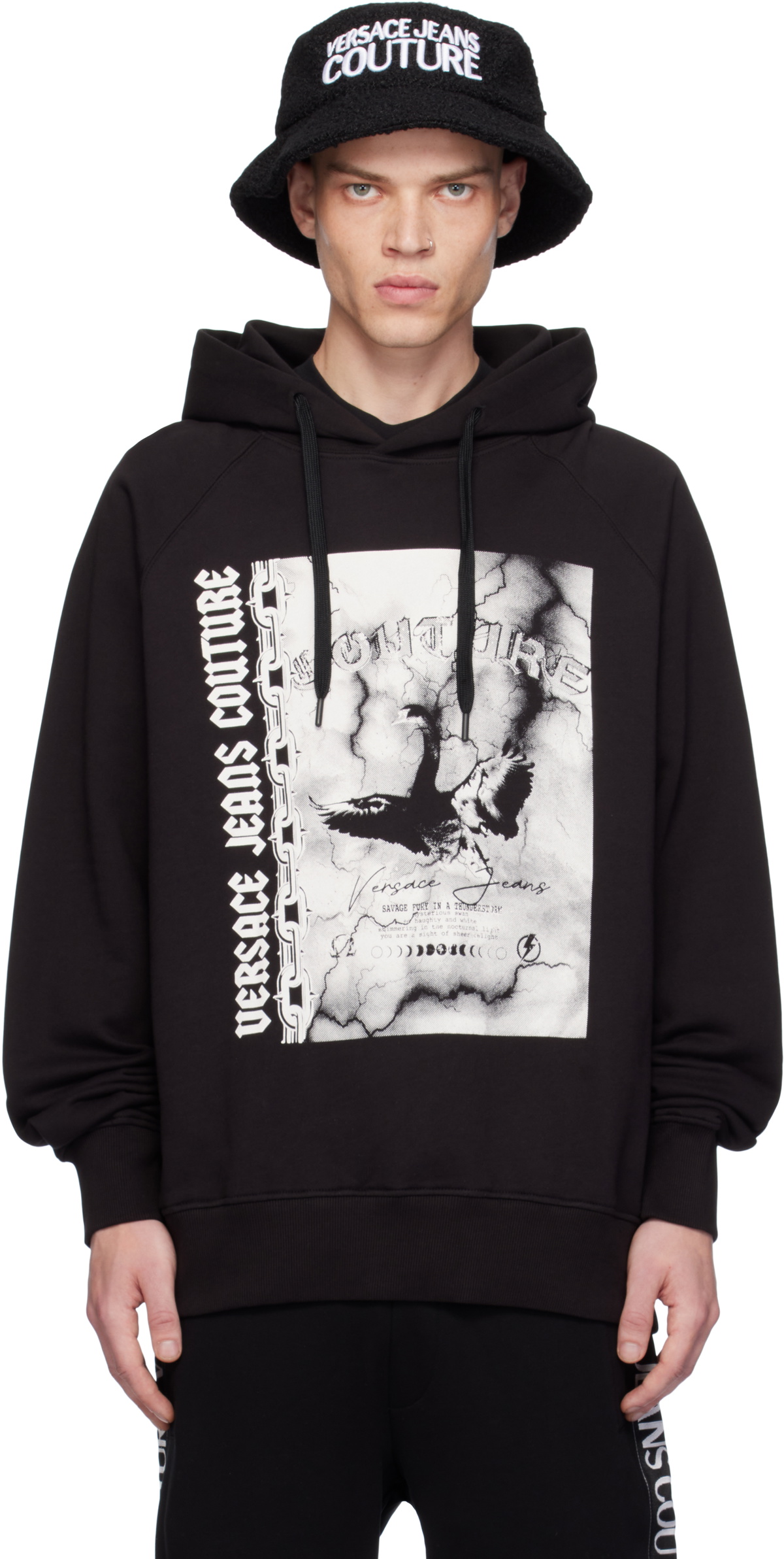 Versace Jeans Couture Black Logo Swan Hoodie