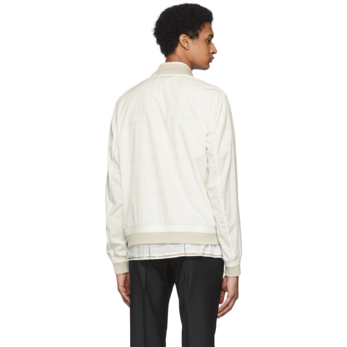 Ermenegildo Zegna White Seersucker Bomber Jacket Ermenegildo Zegna