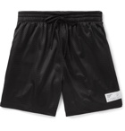 Pasadena Leisure Club - Wide-Leg Logo-Appliquéd Mesh Drawstring Shorts - Black