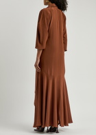 Petar Petrov The Ghost Who Walks Draped Silk Maxi Dress Brown