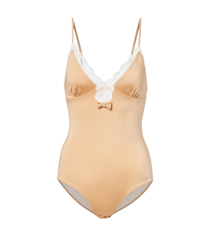 Photo: Chloé Bow-detail lace-trimmed bodysuit
