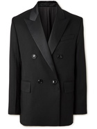 AMI PARIS - Double-Breasted Virgin Wool-Gabardine Blazer - Black