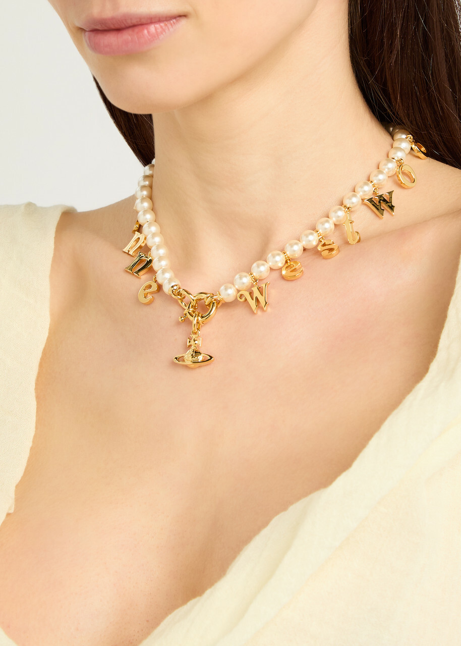 Vivienne Westwood Leanne Letter-charm Pearl Necklace - One Size