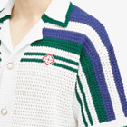 Casablanca Men's Crochet Tennis Shirt in White/Green