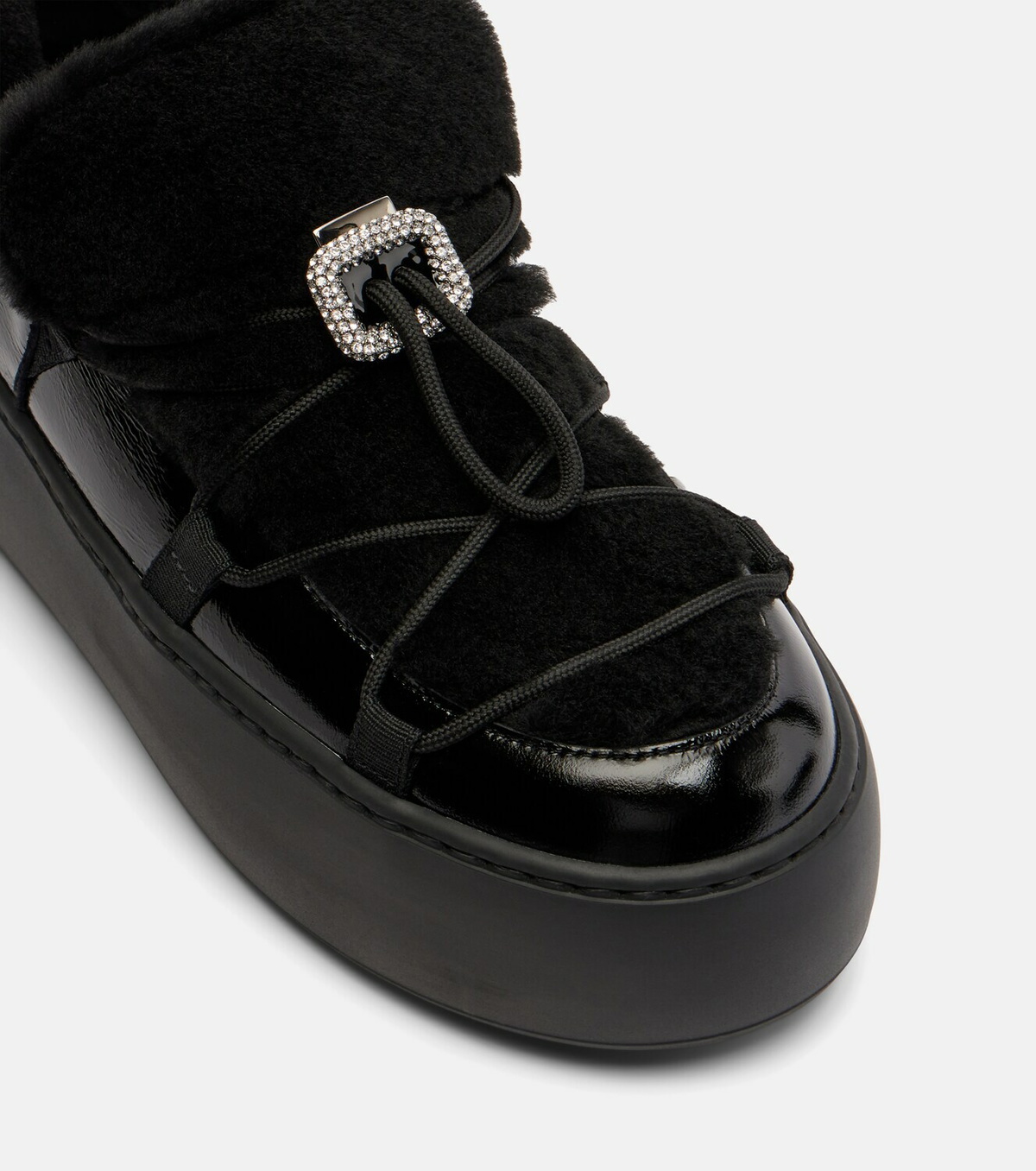 Roger Vivier Viv' Up shearling and patent leather sneakers