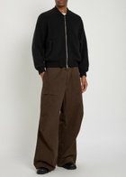 Vowels Fine-knit Wool Bomber Jacket Black