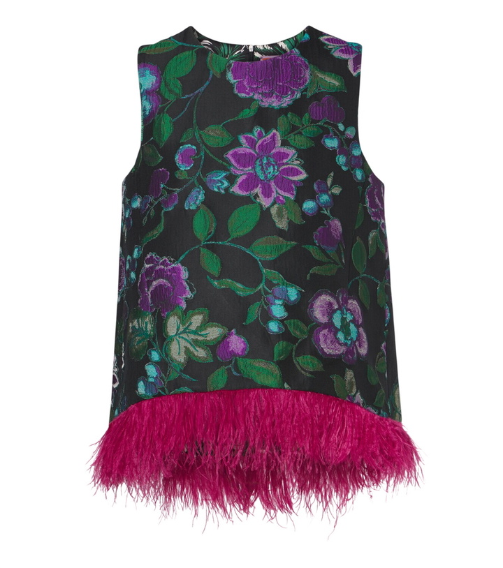Photo: La DoubleJ La Scala feather-trimmed jacquard top