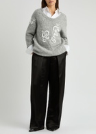 Bernadette Orchidea Embellished Alpaca-blend Jumper Grey Light