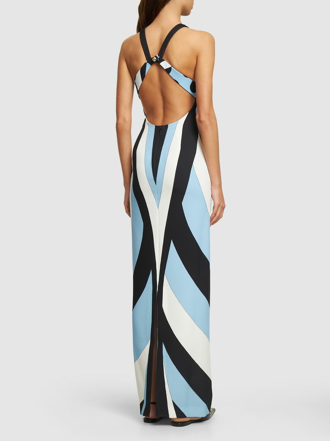 PUCCI Sleeveless Crepe Open Back Long Dress Emilio Pucci