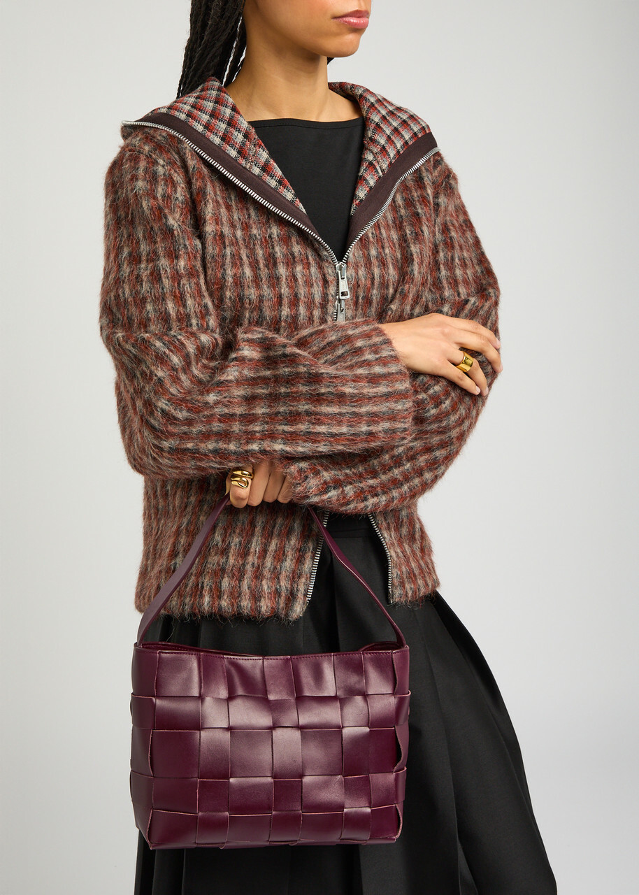 ST. Agni Woven Mini Leather Tote - Plum - One Size