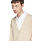 Maison Margiela Off-White Wool Distressed V-Neck Sweater