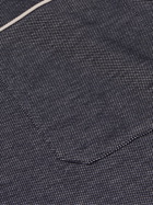ERMENEGILDO ZEGNA - Camp-Collar Cotton-Piqué Shirt - Black - IT 46