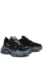 Balenciaga Triple S Black Panelled Sneakers, Sneakers, Black, Mesh
