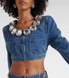 Area Embellished cropped denim jacket