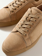 Christian Louboutin - Louis Junior Grosgrain-Trimmed Suede Sneakers - Brown