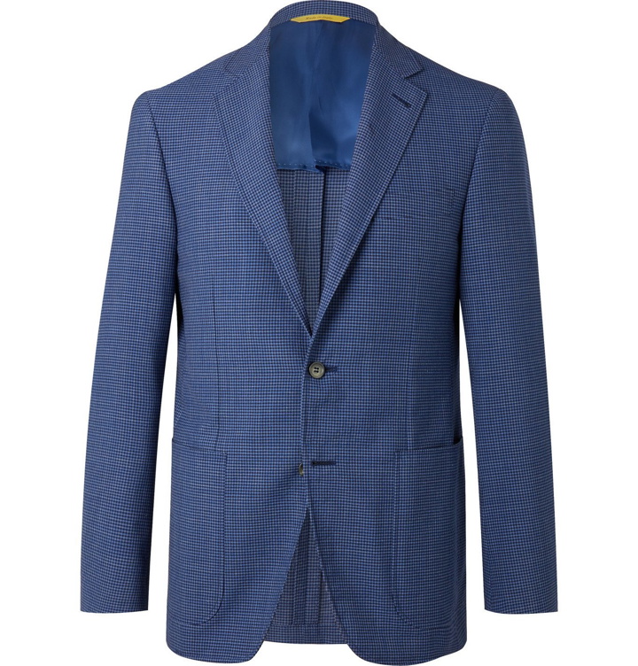 Photo: Canali - Kei Slim-Fit Checked Wool-Blend Seersucker Suit Jacket - Blue