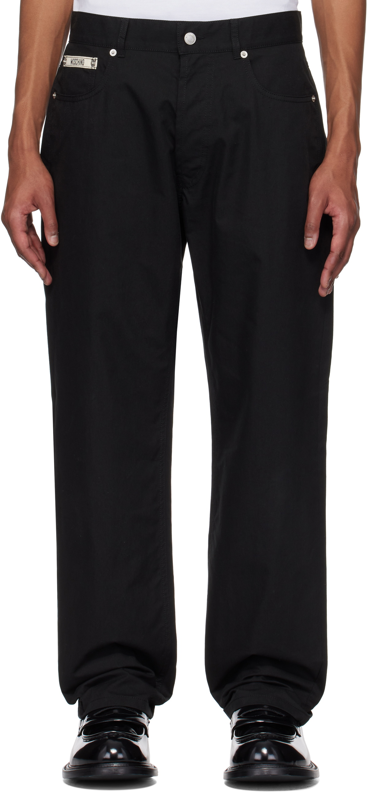 Moschino Black Cotton Nylon Cloth Trousers