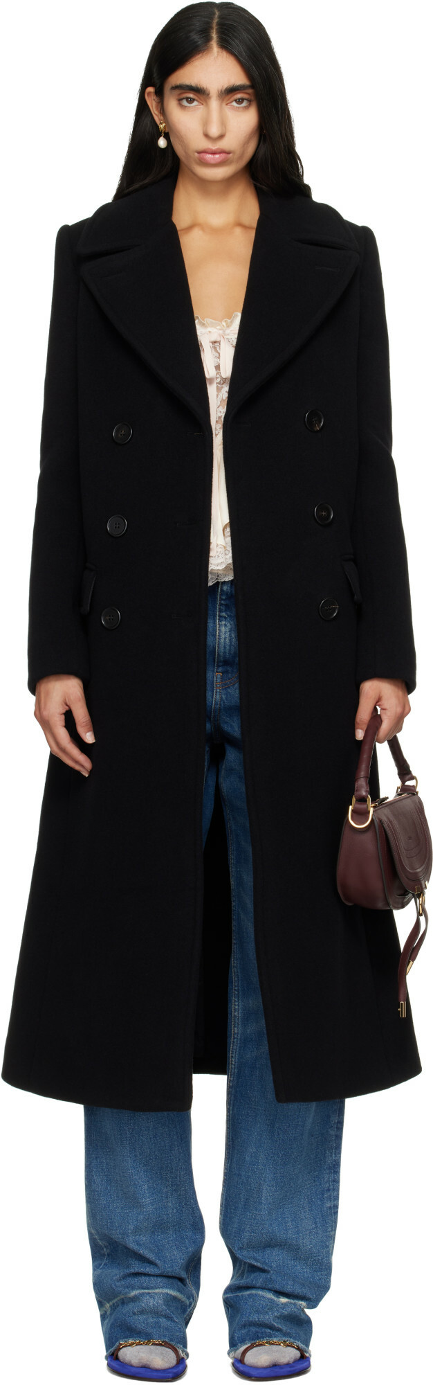 Chloé Black Long Double-Breasted Coat