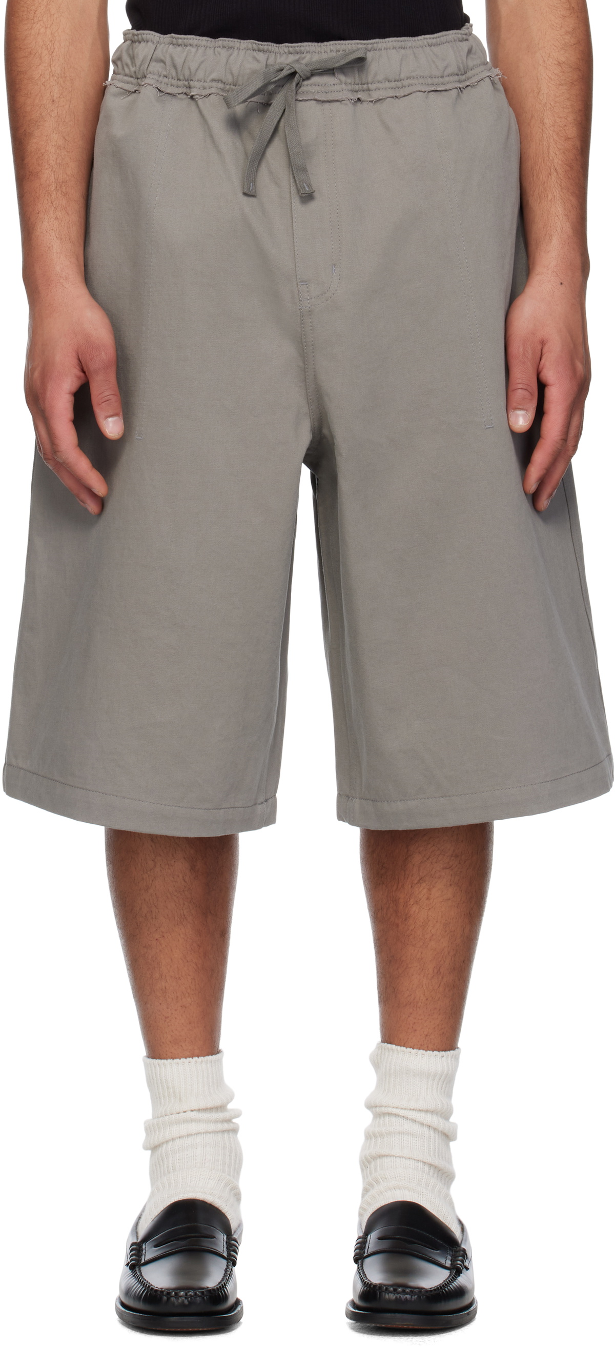 COOR Gray Raw Cut Easy Bermuda Shorts