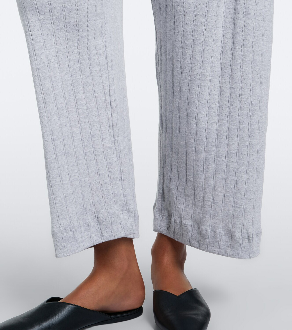 Leset Pointelle cropped cotton wide-leg pants