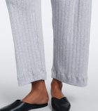 Leset Pointelle cropped cotton wide-leg pants