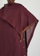 Issey Miyake All Squares Cape-effect Asymmetric Paper-blend Midi Dress Burgundy