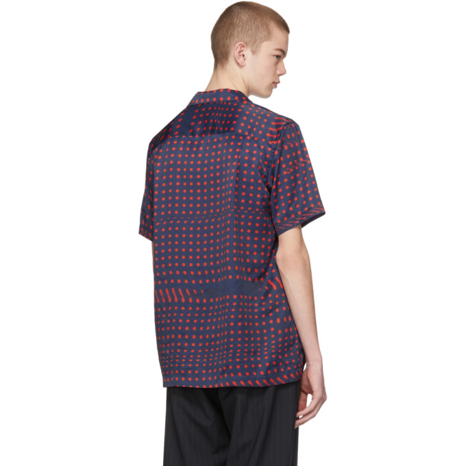 Facetasm Navy and Red Dot Print Shirt