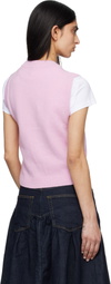 GANNI Pink Graphic Wool Sweater Vest
